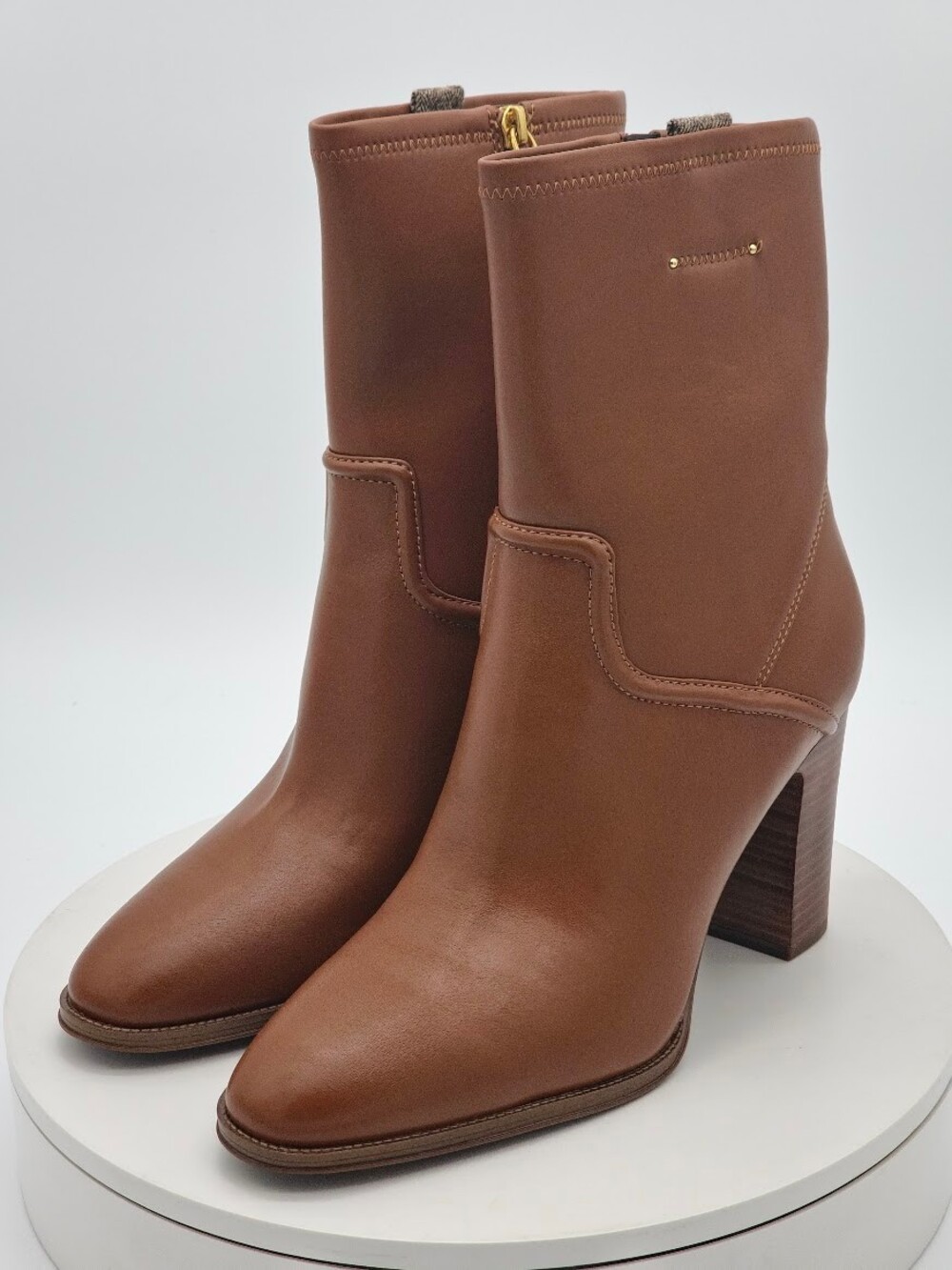 Franco Sarto Informa Women’s Cognac Brown Ankle Boots Block Heel Size 9.5 M NEW - Picture 6 of 10